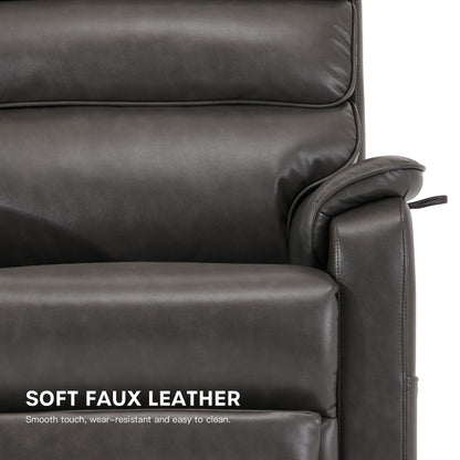 DYNOX 400 LBS Big Tall Man Large-Wide Power Dual Motor Lift Recliners Chairs for Elderly, Lay Flat Lift Chair with Infinite Positions, Heat & Massage, Extended Footrest (9298L,Faux Leather,Grey)