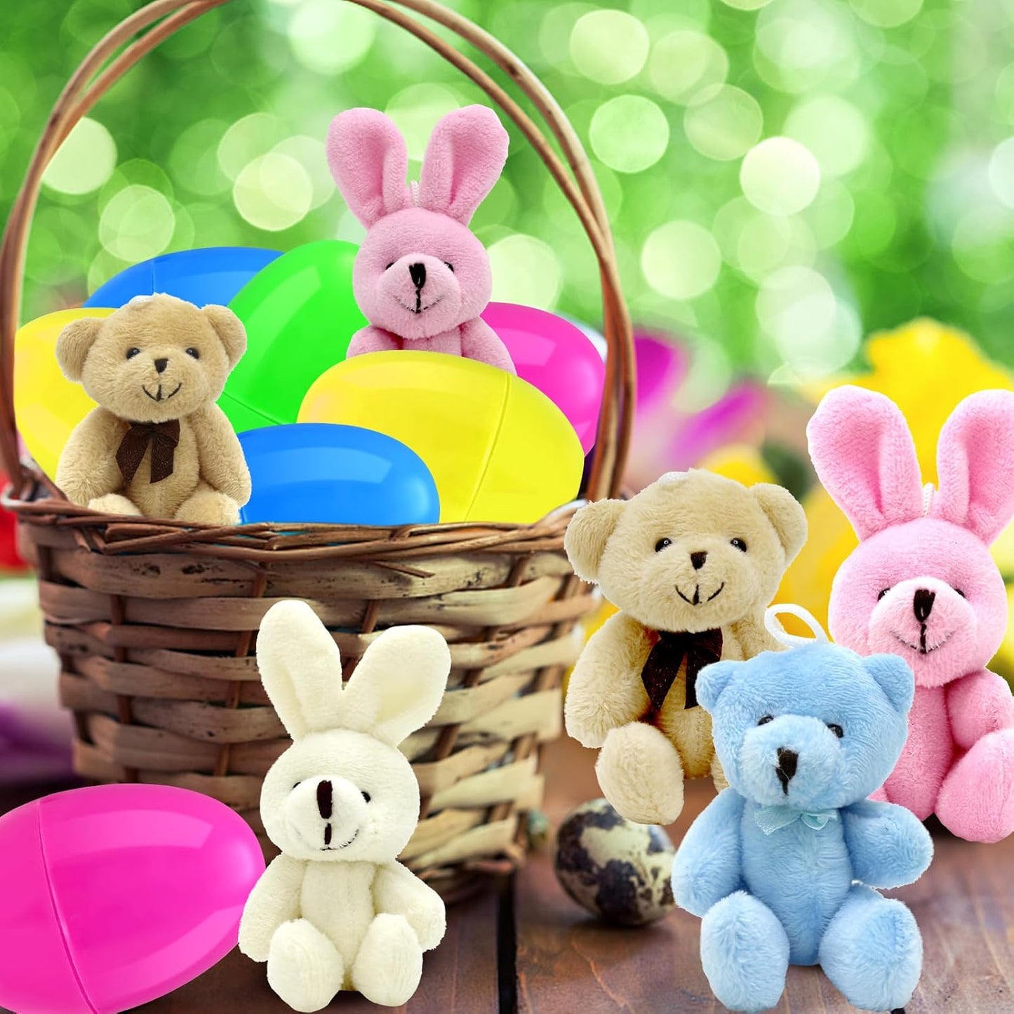 BCUEIDO 12pcs Prefilled Easter Eggs with Stuffed Plush Animal Toys for Basket Stuffers, Easter Favors, Easter Hunt