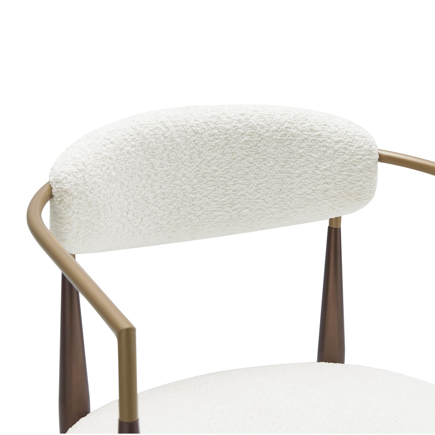 Christopher Knight Home Set of 2 Jetson Modern Curved Open Backrest Fabric Upholstered Dining Chairs, Side Chair for Dining Room/Kitchen, Iron Toothpick Frame, Golden Amrest, White Beige+Gold