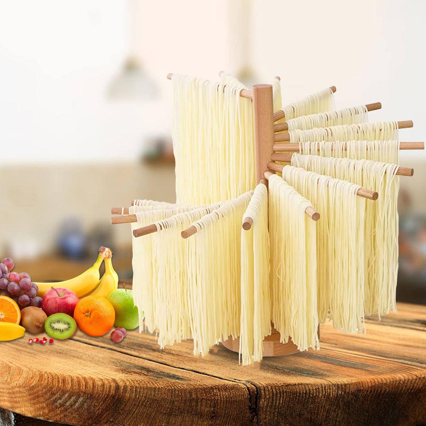 Yoikun Pasta Drying Rack, Homemade Fresh Spaghetti Stand Dryer Noodle Hanger for Kitchen with 16 Arms, Quickly Set Up for Drying Pasta and Cooking, Special Design for Large Storage