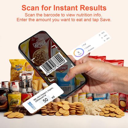 Smart Kitchen Food Scale with Nutritional Calculator, Calorie Fat Carbs Protein Tracker, Free App, Barcode Scan, Food Preload, On-Screen Nutrient Display, Personal Goals, 11 lb / 5 kg