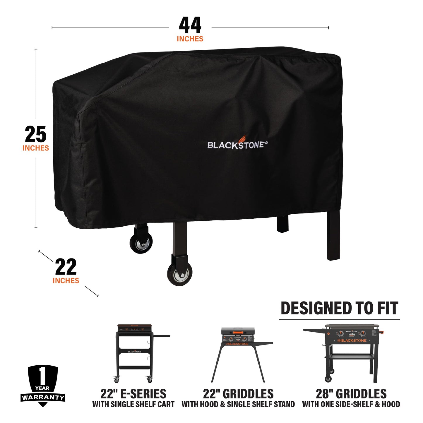 Blackstone 1529 28” Single Shelf Griddle Cover, 600D Polyester, Black