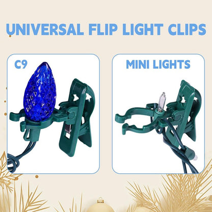 TW SHINE C7 C9 Christmas Lights Spring Clips, 100 Pack Holiday Lights Universal Quick Spring Clips for E12 E17, Weatherproof Shatterproof Clips Outdoor for Roof Fence Shingle Gutter
