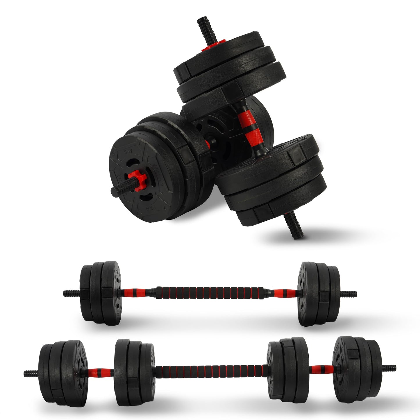 Fitvids Multi-Functional Portable Changeable Dumbbell and Barbell Kettlebell Set with Adjustable Weights, 40LBS or 60LBS Sets, 2-in-1 or 4-in1, Multiple Styles