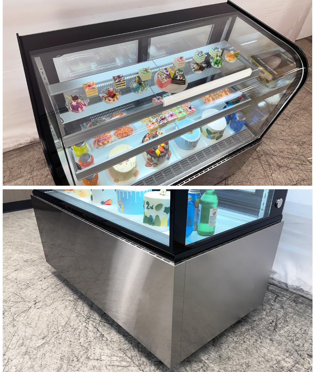 Refrigerated Bakery Display Cooler Case for Pastry Deli Curved 48" Wide Cooler Glass Display Curve Case Refrigerator - Commercial NSF UL ETL CW-370R