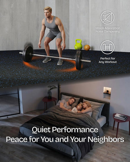 Vivaluz 0.56 Inch Thick 96 Sq Ft Gym Flooring for Home Gym, 24 Tiles Robust Rubber Top with Eva Foam Exercise Equipment Mats, Protective Flooring Puzzle Mat for Fitness Room
