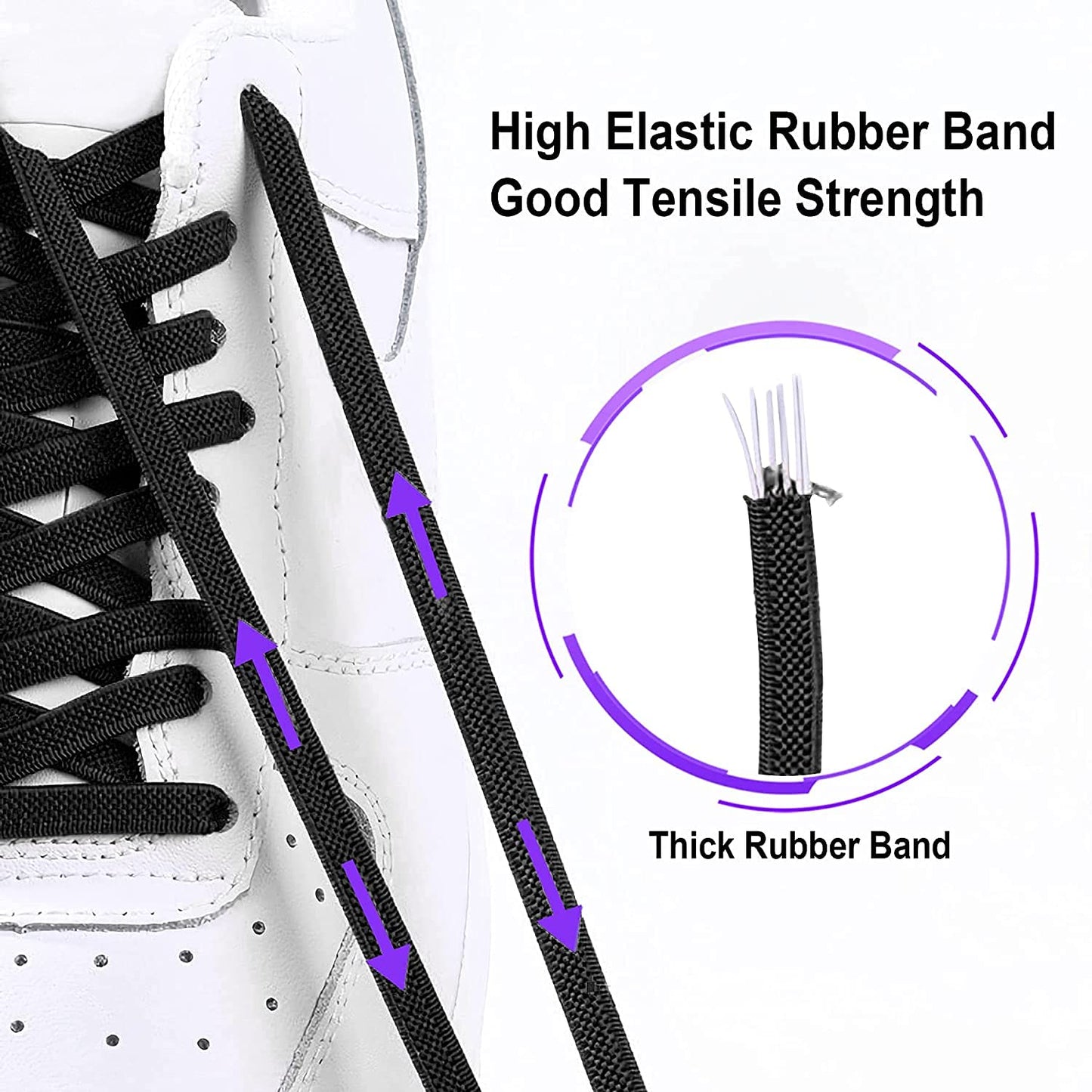 No Tie Elastic Shoe Laces With Laces Lock Sneakers Tieless One Size Fits All Kids & Adult Sports Flat Shoelaces