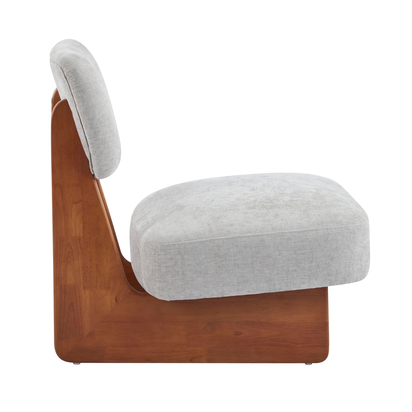 Christopher Knight Home Mores Low Profile Accent Chair Set of 2, Modern Living Room Armless Lounge Chair, Fabric Comfy Reading Chair for Bedroom, Wooden Frame and Thick Padded Seat, Walnut+Gray