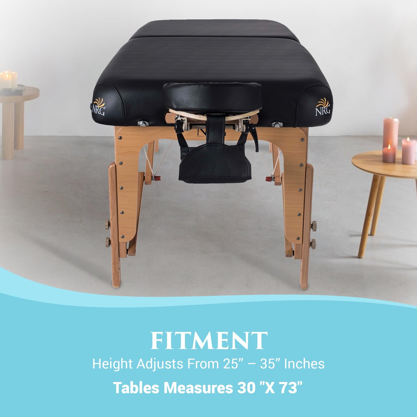 NRG Vedalux Portable Massage Table Package | Black | Folding Lightweight Massage Bed | Professional Spa Table with Face Cradle, Hanging Armrest & Carrying Case