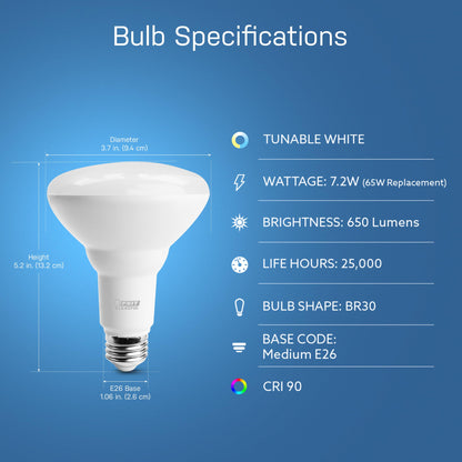 Feit Electric BR30 Smart Flood Light Bulb,2.4GHz WiFi Color Changing and Dimmable, No Hub, Works with Alexa or Google Assistant, BR30/RGBW/CA/AG, 65W, Multi-Color (RGBW), 1 Count (Pack of 1)