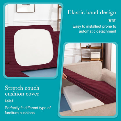 Skiennix 12-Piece Stretch Patio Cushion Covers - Washable Outdoor Sofa Slipcovers in Wine Red