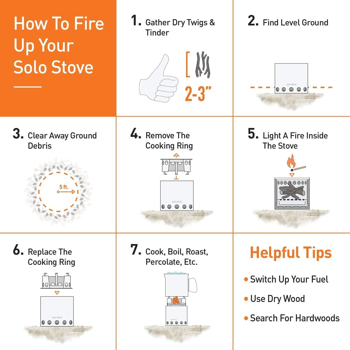 Solo Stove Campfire Camping Stove Portable Stove for Backpacking Outdoor Cooking Great Stainless Steel Camping Backpacking Stove Compact Wood Stove Design-No Batteries or Liquid Fuel Canisters Needed