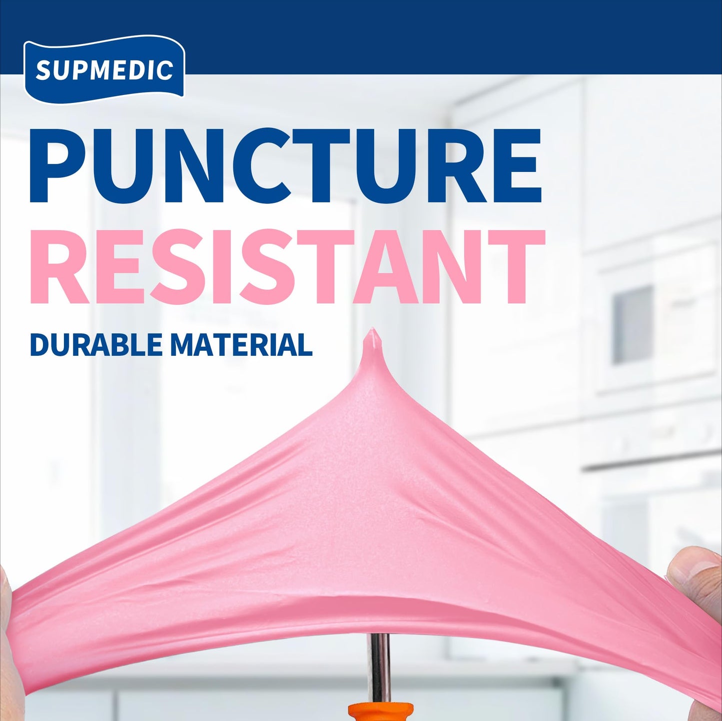 Supmedic Medical Nitrile Exam Gloves, 3.5 mil Powder-Free Food-Safe Disposable Glove for Cleaning & Esthetician, Rose Quartz 100 Pcs (Medium)