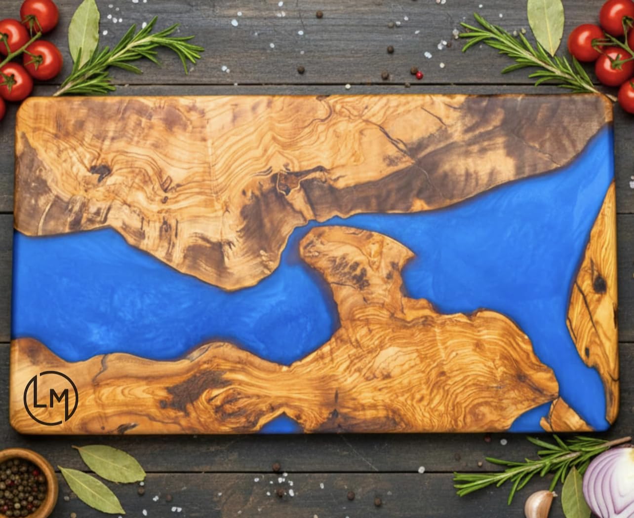 Custom Resin Charcuterie Board Personalized – Epoxy Olive Wood Cutting Board, Wedding or Holiday Gift