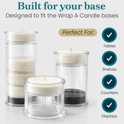 Jumbo Tealight Tower, Refill Storage Tube with 6 Premium Tealights, Fits Tall Wrap A Candle Base, 7 Inch Organizer for Scent Rotation, Vanilla Citrus Fresh Spice Holiday Unscented Choice, Gift Décor