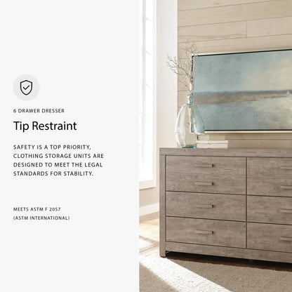 Signature Design by Ashley Culverbach Scandinavian 6 Drawer Dresser, Weathered Gray