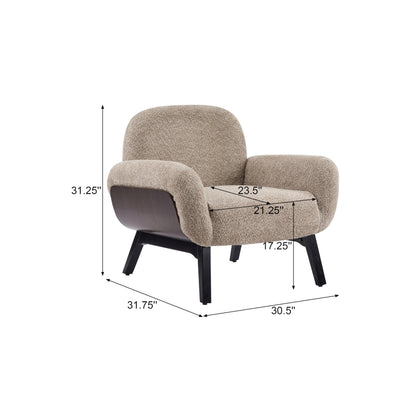 Christopher Knight Home Audrey Boucle Upholstered Accent Chair, Living Room Low Profile Armchair, Solid Wood Comfy Reading Chair, Modern Single Lounge Sofa, Light Camel