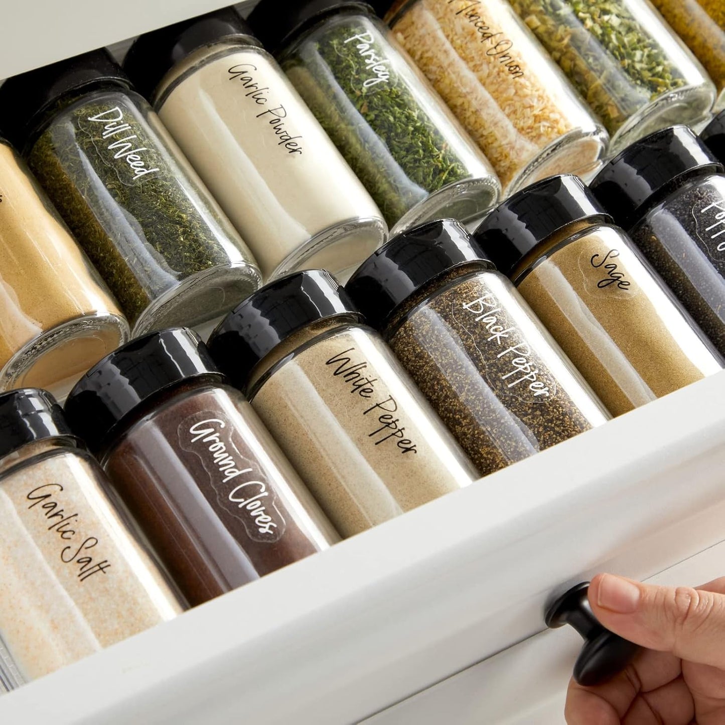 Talented Kitchen 272 Spice Labels Stickers, Clear Preprinted for Kitchen Spice Rack Organization
