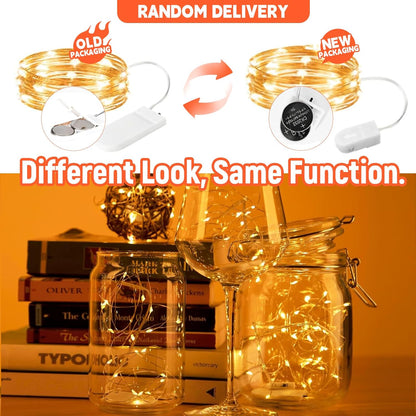 Skiennix 6 Pack Fairy Lights - Battery Operated 7ft 20 LED Mini String Lights | Waterproof Silver Wire for Mason Jars & Decor (Warm White)