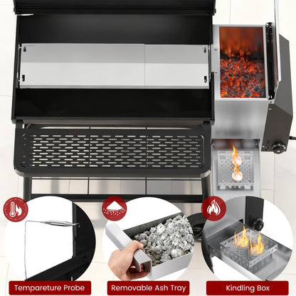 Gravity Smoker Side Firebox Retrofit kit for Char Griller Fire Box Charcoal Barrel Grill Part for Master Forge Chargriller Offset Wood Pellet Smoker Hopper Outdoor Camping Grilling Cooking Accessories