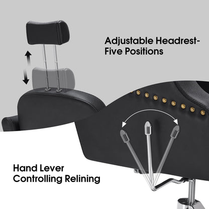 BarberPub Classic Recliner Leathern Barber Chair Antique Heavy Duty Hair Spa Salon Styling Beauty Equipment 3125