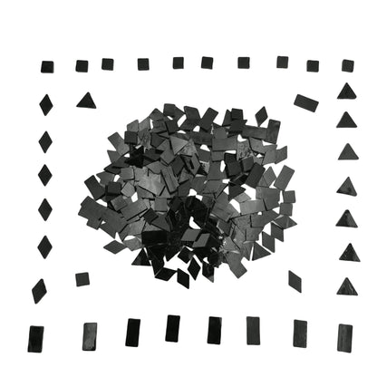 4 Shapes Mixed Glass Mosaic Tiles,Square+Diamond+Triangle+Rectangle 220 PCS Stained Glass Mosaic Pieces for Handmade Art Crafts and Home Decoration (Black)