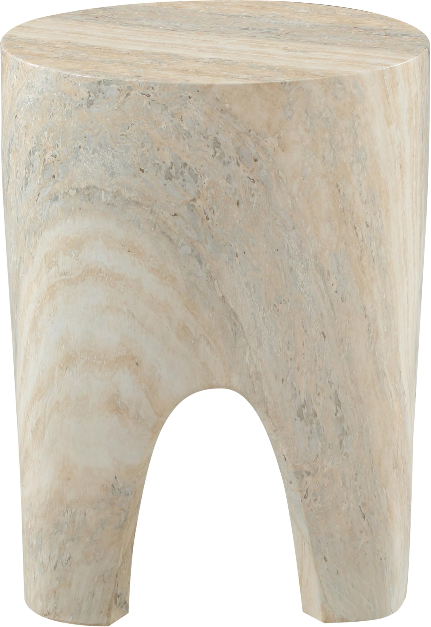 Meridian Furniture 99054Travertine-ET Foligno Collection Art Deco Indoor/Outdoor Concrete End Table with Travertine Finish, 14" W x 14" D x 18" H, Travertine