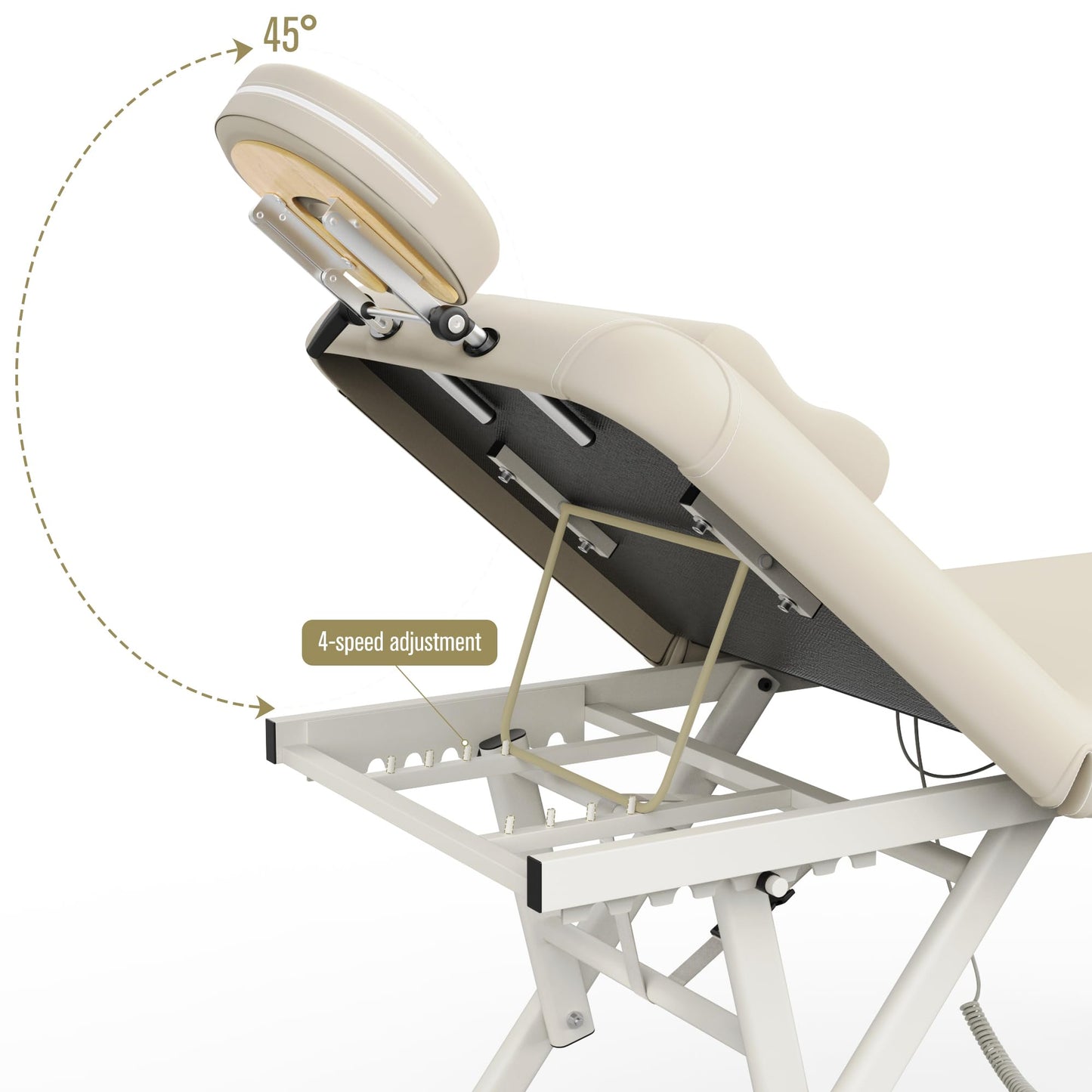 Height Adjustable Massage Table with Face Pillow & Headrest for Treatment Table, Physical Therapy Table, Spa Facial Professional Massage Bed - Adjustable Backrest, Electric Leg Lifting, Beige Gray