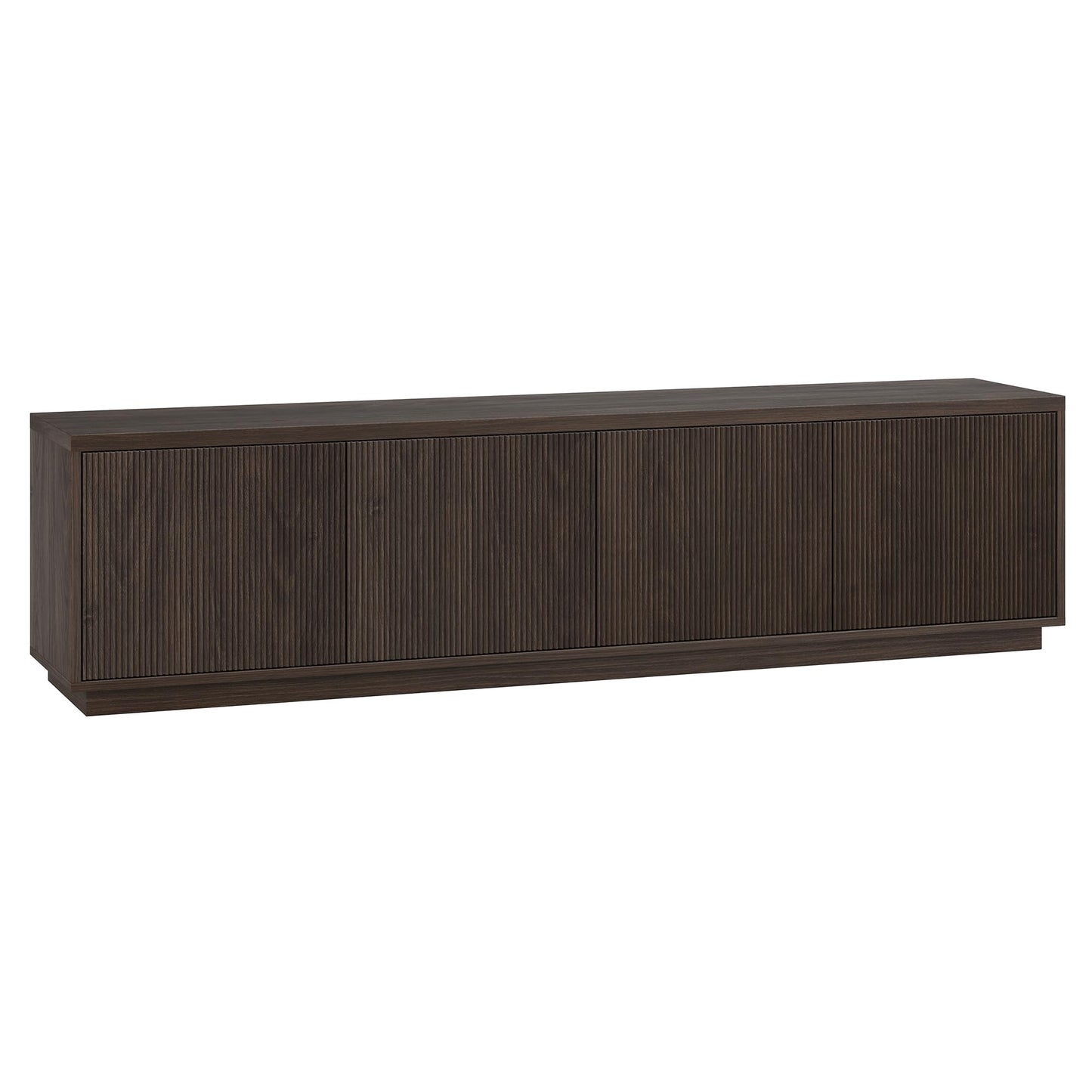 Henn&Hart Fluted TV Stand for TVs up to 85" with 2 Concealed Ribbed Storage Cabinets and Adjustable Shelves for Living Room, Family Room, or Office, Rich Brown