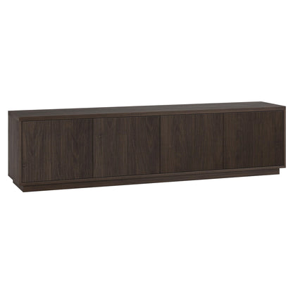 Henn&Hart Fluted TV Stand for TVs up to 85" with 2 Concealed Ribbed Storage Cabinets and Adjustable Shelves for Living Room, Family Room, or Office, Rich Brown