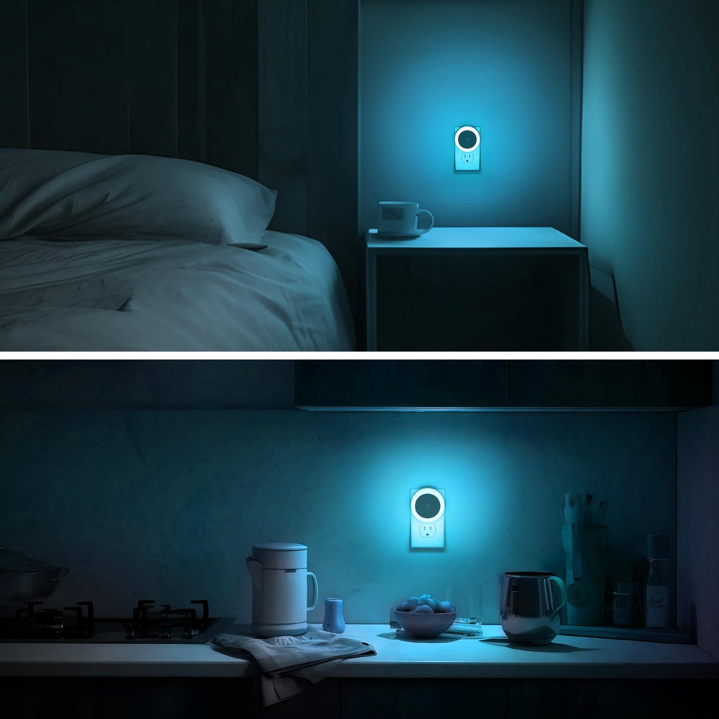 Briignite LED Baby Night Lights Plug into Wall [4Pack], Nightlight with Light Sensors for Kids Room, Bathroom Stair Lights, Hallway Light, Warm White