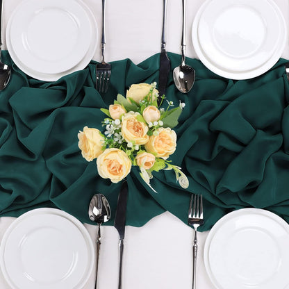 Dark Green Chiffon Table Runner 27X120 inches Sheer Long Table Linen for Wedding Party Banquets Home Decoration