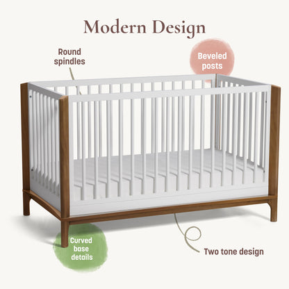 Little Seeds Laurel 4-in-1 Convertible Crib, Black/Chestnut