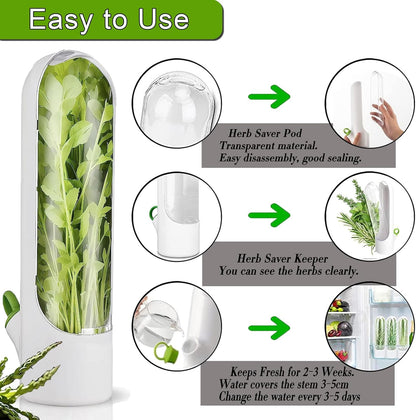 HVECT 2-3 (2PCS) Herb Saver for Refrigerator, Herb Saver Pod Cilantro Containers for Refrigerator, Fresh Herb Keeper