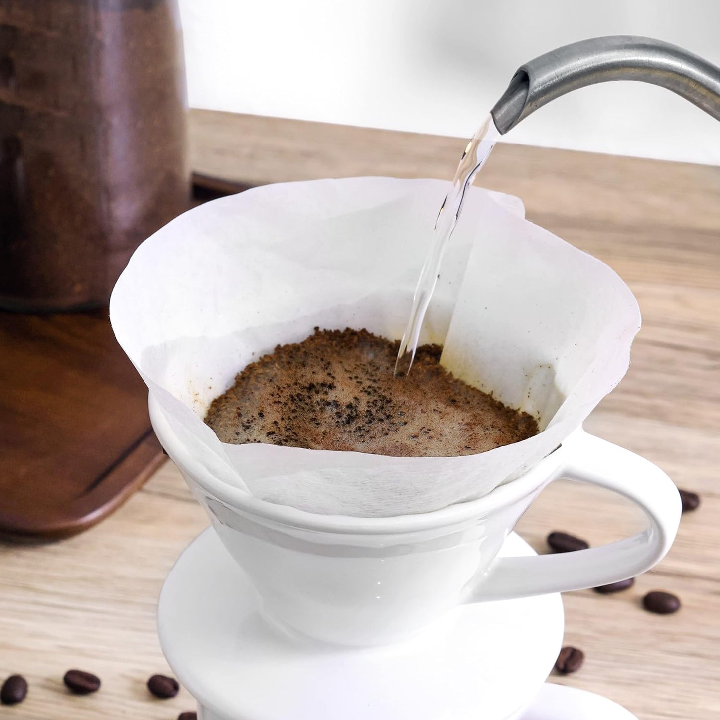 Ceramic Pour Over Coffee Dripper - Slow Brewing Accessories for Home, Cafe, Restaurants - 2 Cup Size, Brown