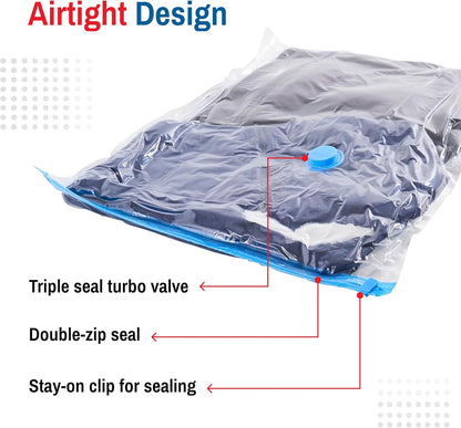 5 Pack Small Vacuum Storage Bags for Comforters, Blankets & Clothes, Vacuum Sealed Compression Bags