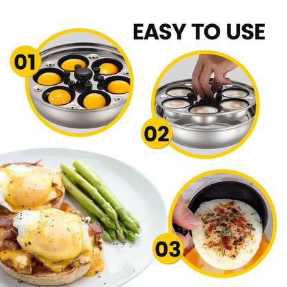 MARSKITOP Egg Poacher, Poached Eggs Cooker, Stainless Steel Egg Poaching Pan Food Grade Safe PFOA Free