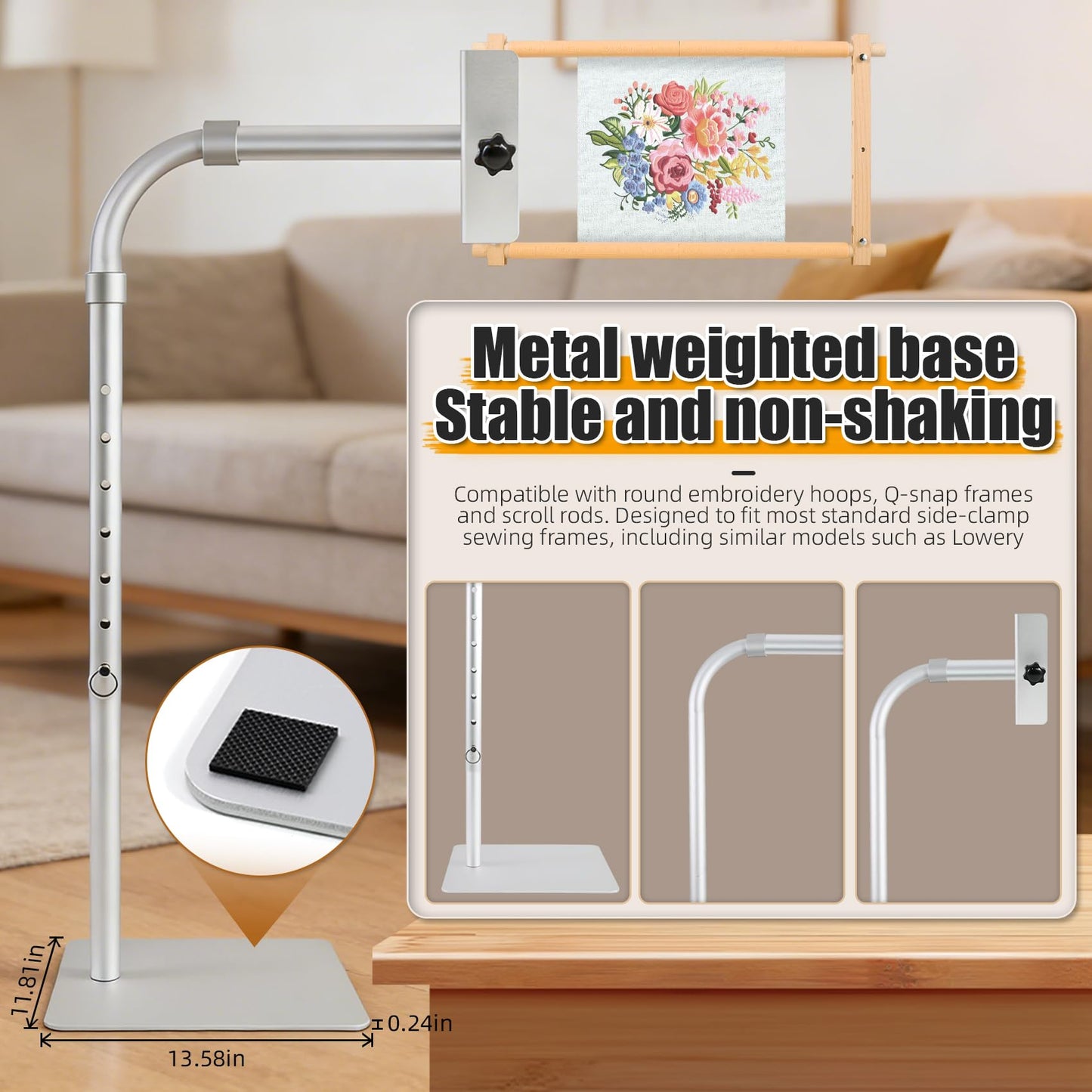 JYPGQRT Upgraded Adjustable Workstand Fit for Lowery with Side Clamp,Adjustable Rotating Needlepoint Workstand, Heavy Duty Metal, Fits Q-Snap