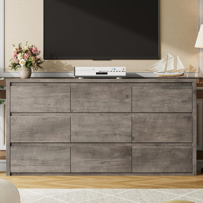 GarveeHome 9 Drawer Dresser for Bedroom, Wide Modern Chest of Drawers, Large Wood Dresser Wooden Storage Organizer for Living Room, Hallway Entryway