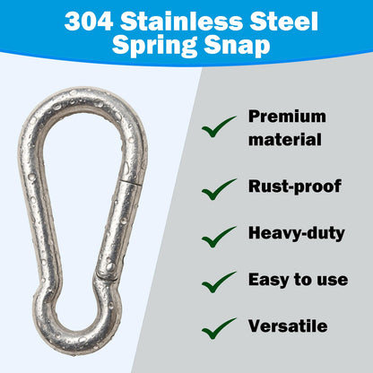 Outmate 304 Stainless Steel Carabiners -2.36 inch Heavy Duty, Durable & Rust-Free Clips for Gym, Swing, Dog Leashes, Hammocks, Keychains, and More(304,M6,Pack of 6)