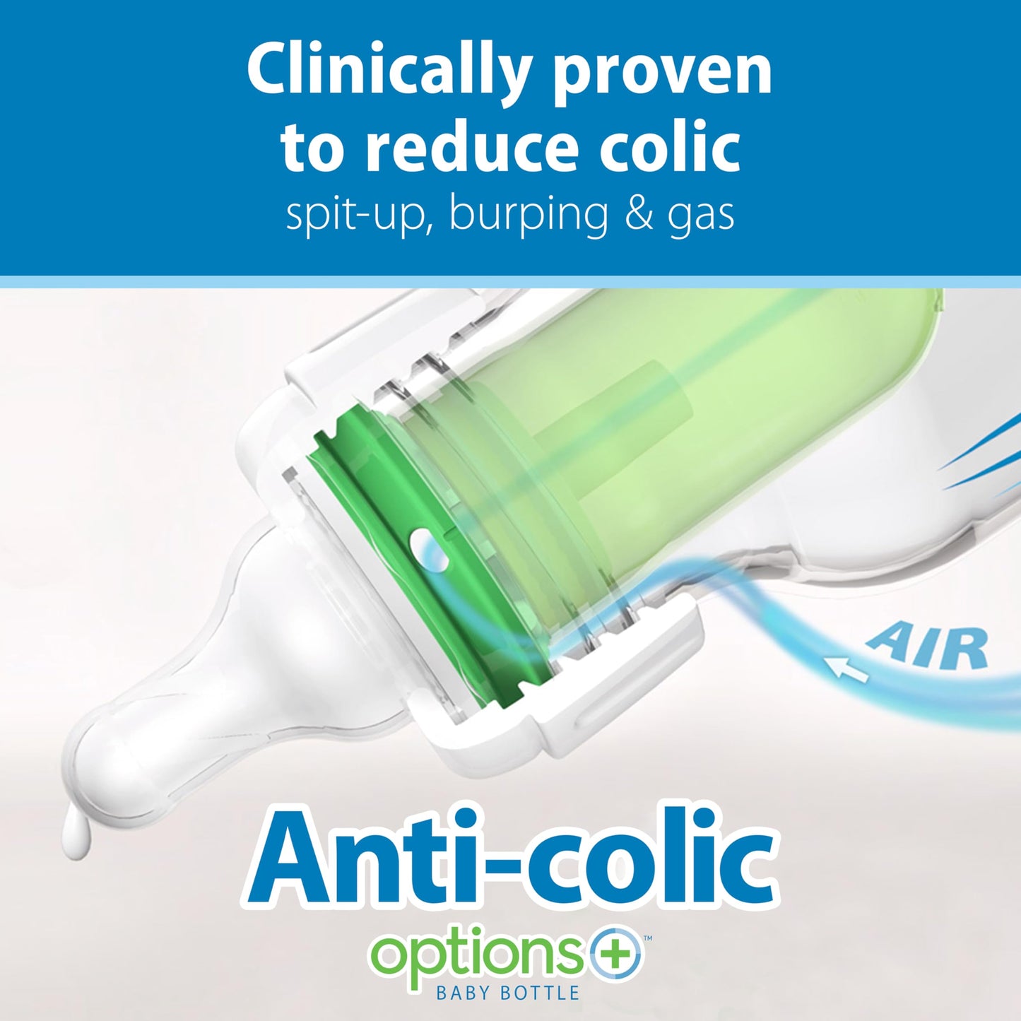 Dr. Brown's Anti-Colic Options+ Narrow Glass Baby Bottle with Level 1 Slow Flow Nipple, BPA-Free, 4 oz/120mL, 2-Pack