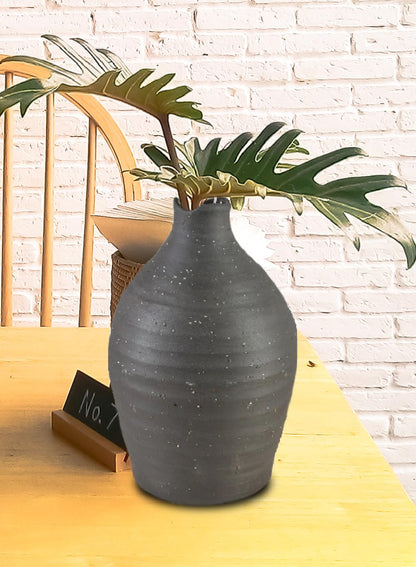 Serene Spaces Living Artisan Black Ceramic Vase – Aged Black Decorative Accent for Modern & Rustic Décor, Elegant Centerpiece for Shelves, Mantels, & Tabletops, 6" Diameter & 8.5" Tall, Pack of 12