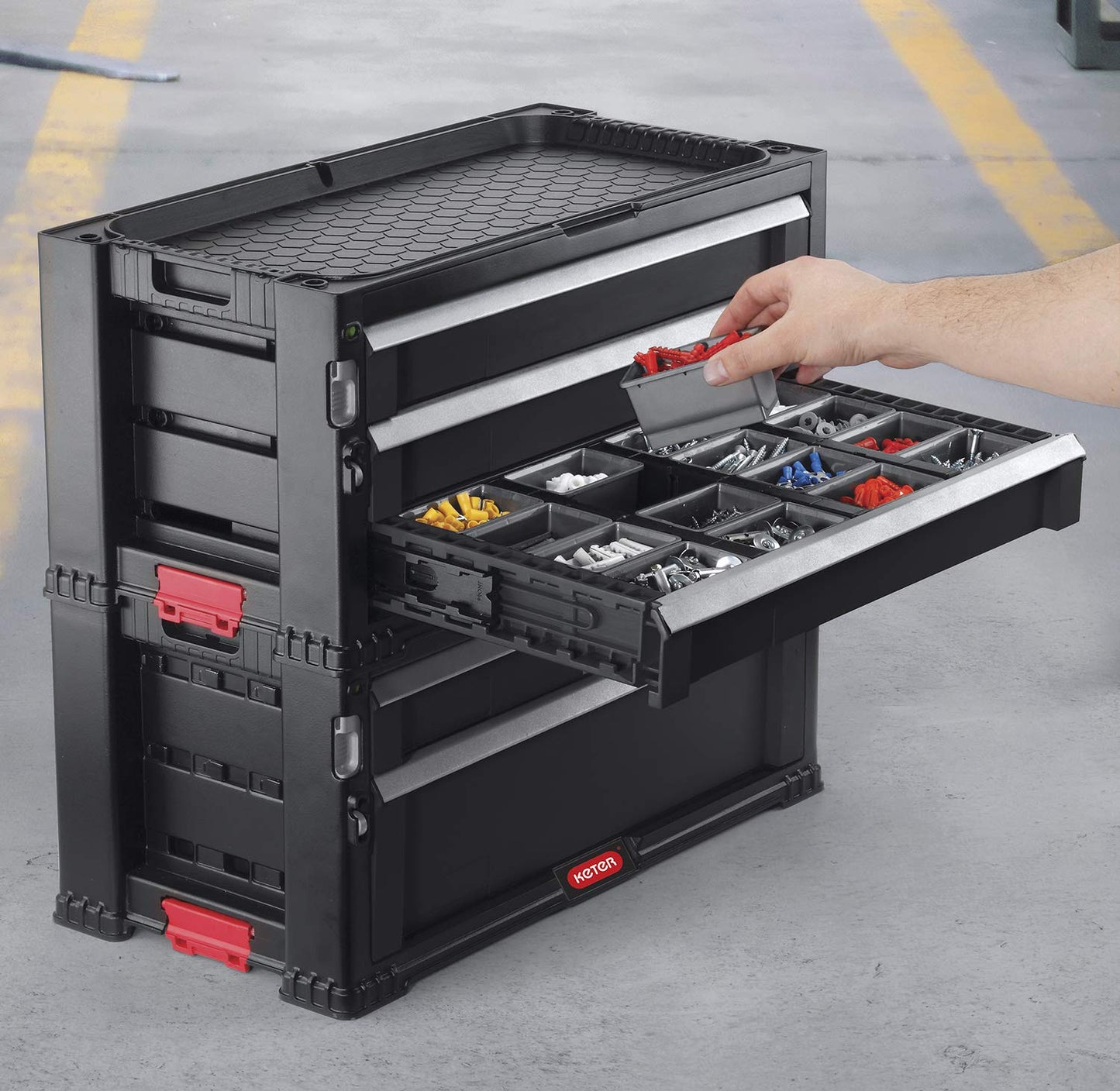 Keter 240762 5 Drawer Modular Garage & Tool Organizer, Black