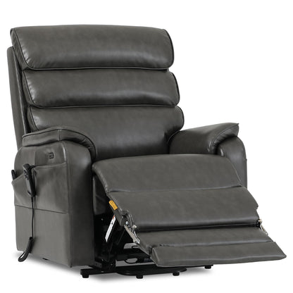 DYNOX 400 LBS Big Tall Man Large-Wide Power Dual Motor Lift Recliners Chairs for Elderly, Lay Flat Lift Chair with Infinite Positions, Heat & Massage, Extended Footrest (9298L,Faux Leather,Grey)