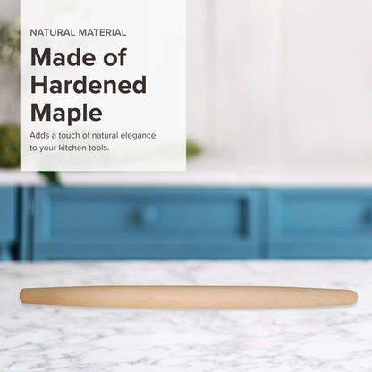 Frieling Dough Roller - 1.5-in x 20-in Natural Maple - French Pin Wooden Rolling Pin & Pastry Roller for Pizza Dough