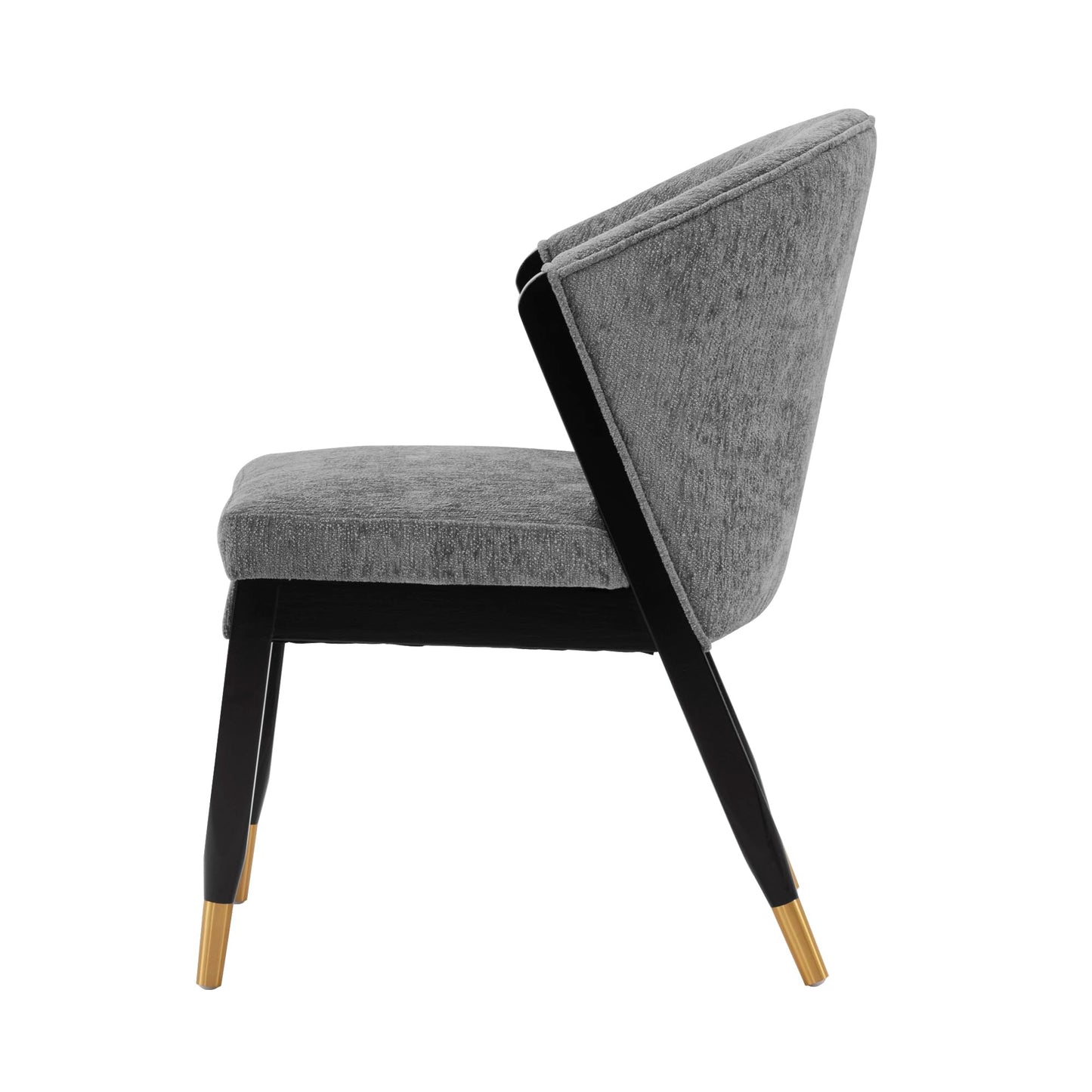 Manhattan Comfort Ola Modern Boucle Dining Chairs with High Density Foam Padding, Unique Wood Frame with Metal Gold Tips, Fully Assembled Kitchen Armchairs, Set of 2, Grey