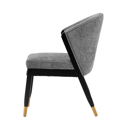 Manhattan Comfort Ola Modern Boucle Dining Chairs with High Density Foam Padding, Unique Wood Frame with Metal Gold Tips, Fully Assembled Kitchen Armchairs, Set of 2, Grey