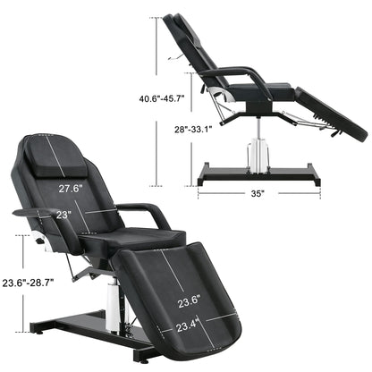 BarberPub Hydraulic Massage Bed Height Adjustable Tattoo SPA Chair Multi-Functional Facial Table Beauty Equipment for Salon 2753 (Black) (Black)