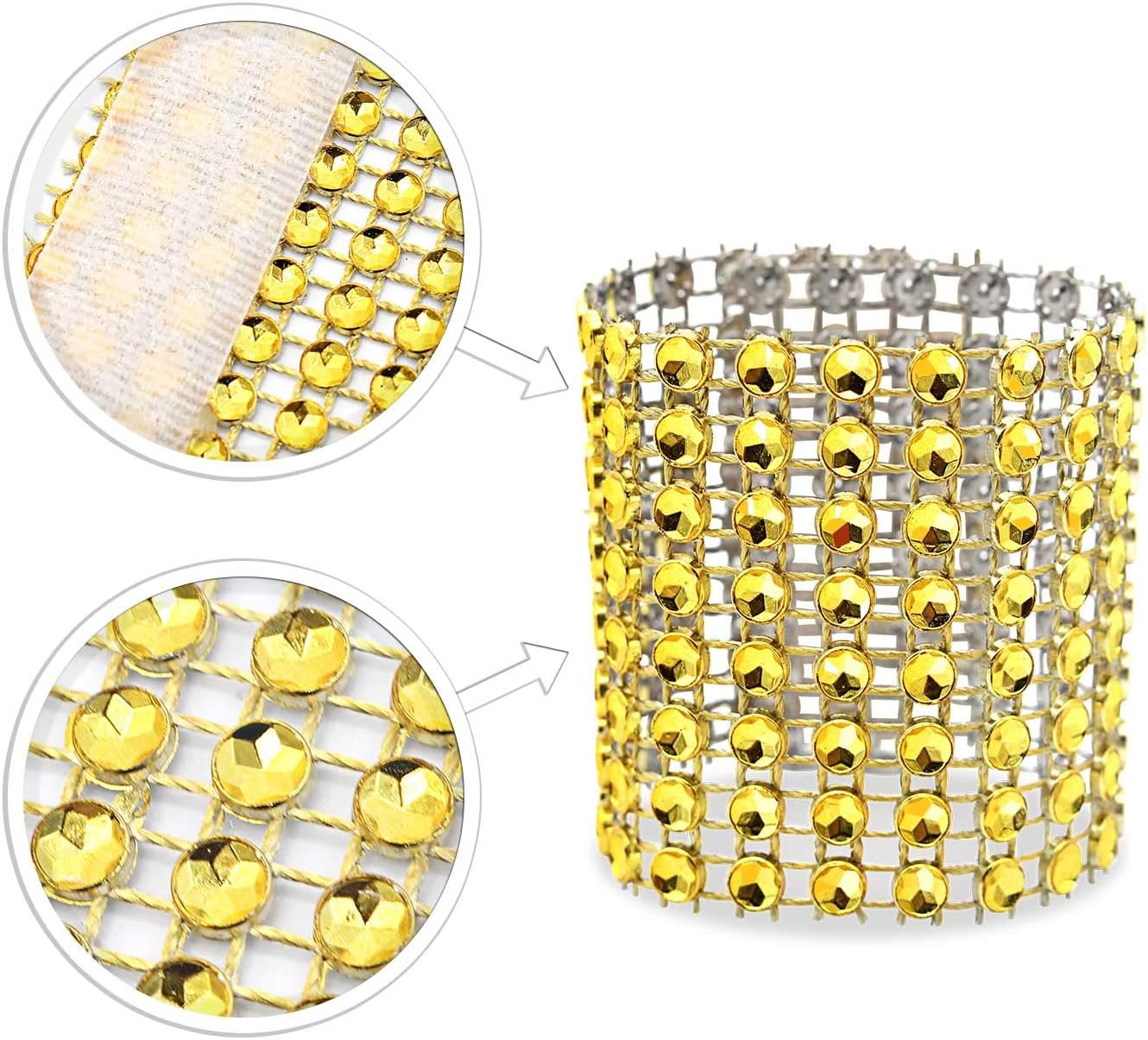 KPOSIYA Napkin Rings - Pack of 60 Rhinestone Diamond Adornment for Weddings and Holiday Parties