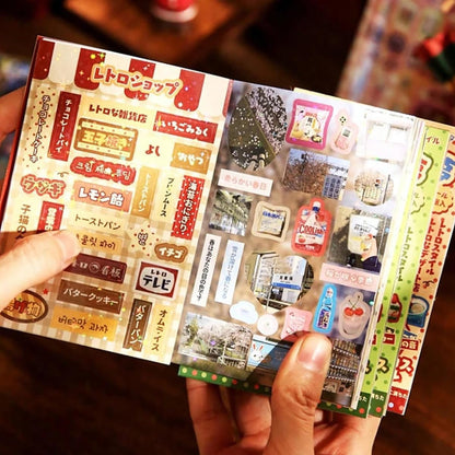 Japanese Kawaii Sticker Book 2 Pack, Die-Cut Cute Food & Manga Style Aesthetic Stickers for Journaling, Scrapbooking, Planners, Junk Journal Supplies (A+B)